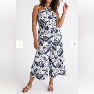 Maeve Navy and White Patterned Jumpsuit Size 24W G#55